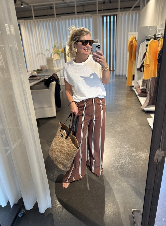 10DAYS wide leg jogger stripes deep brown