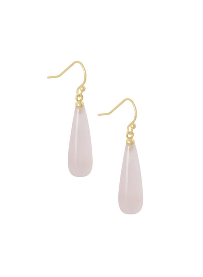 Ellen Beekmans oorbellen met gemstone pegel licht roze 3,6 cm