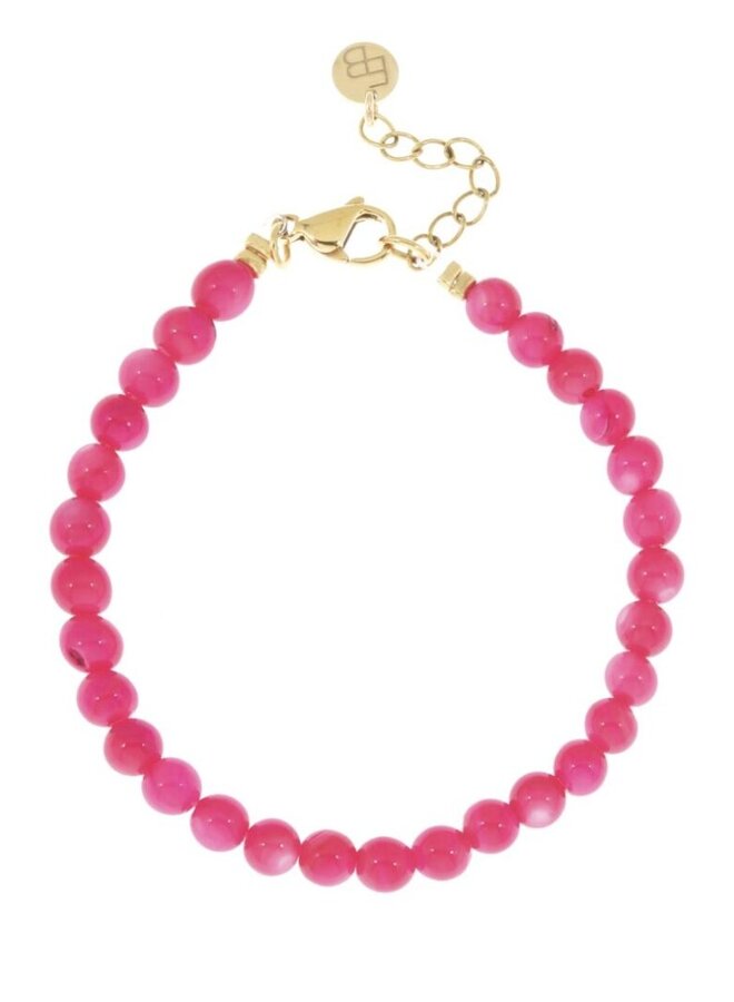 Ellen Beekmans schelpen armband fel roze