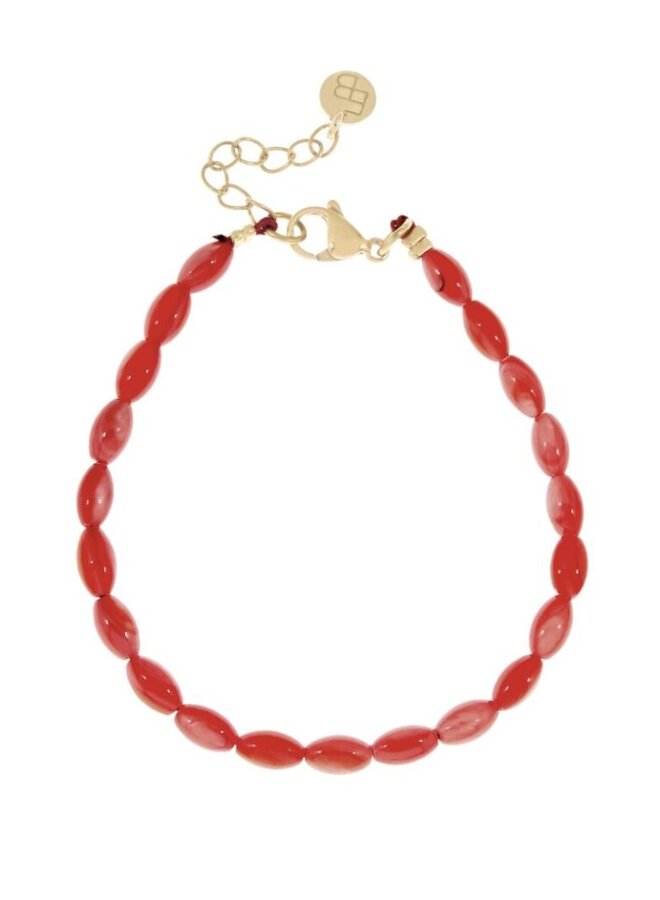 Ellen Beekmans schelpen armband rood