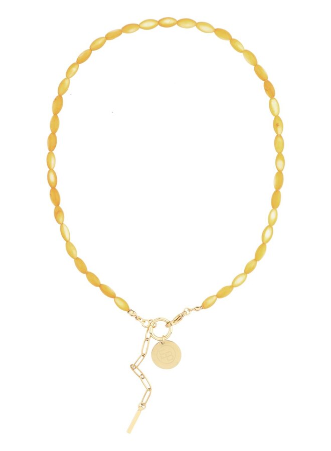Ellen Beekmans schelpen ketting geel