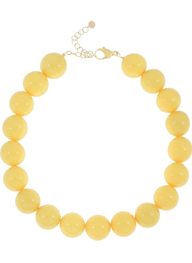 Ellen beekmans korte ketting grote ronde kralen geel