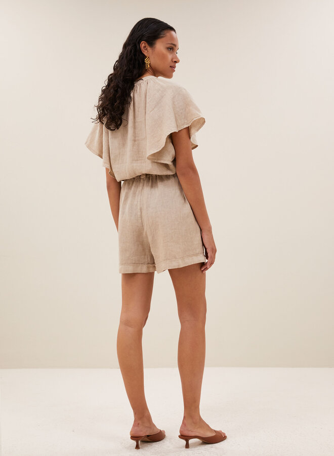 By Bar june linen shorts biscuit