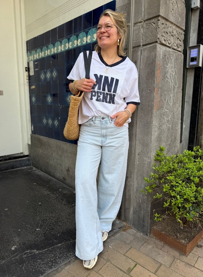 Penn&Ink S26F1885 top print white navy