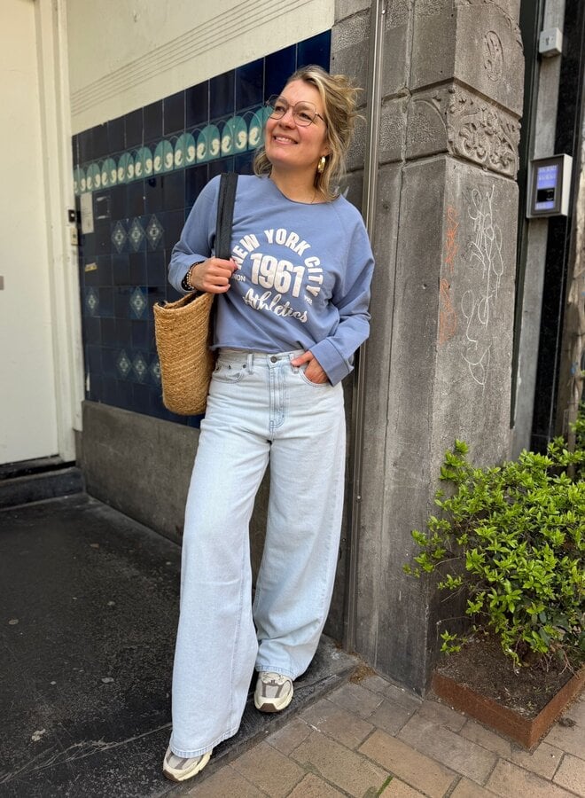 Penn&Ink S26F1886 sweater print moonlight wash