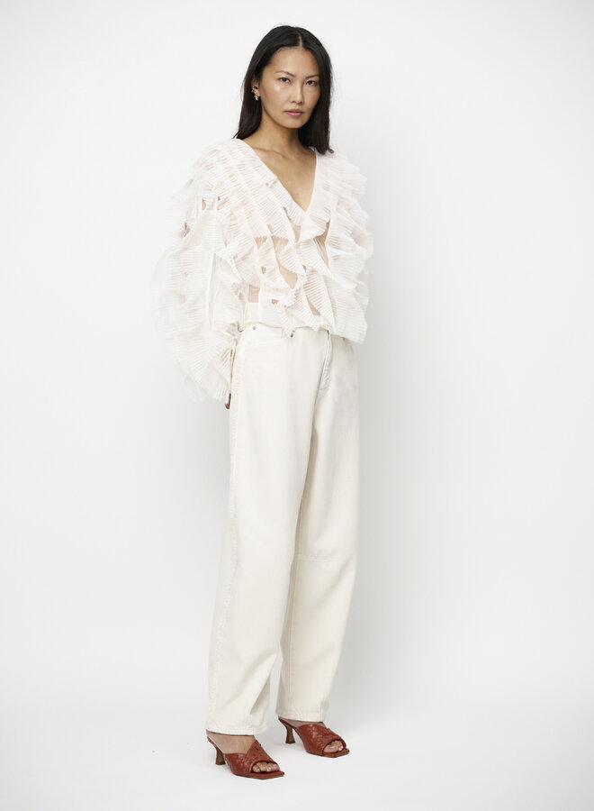 Dante6 brave fringed barrel leg jeans ivory