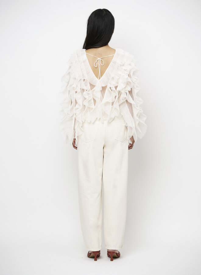 Dante6 brave fringed barrel leg jeans ivory