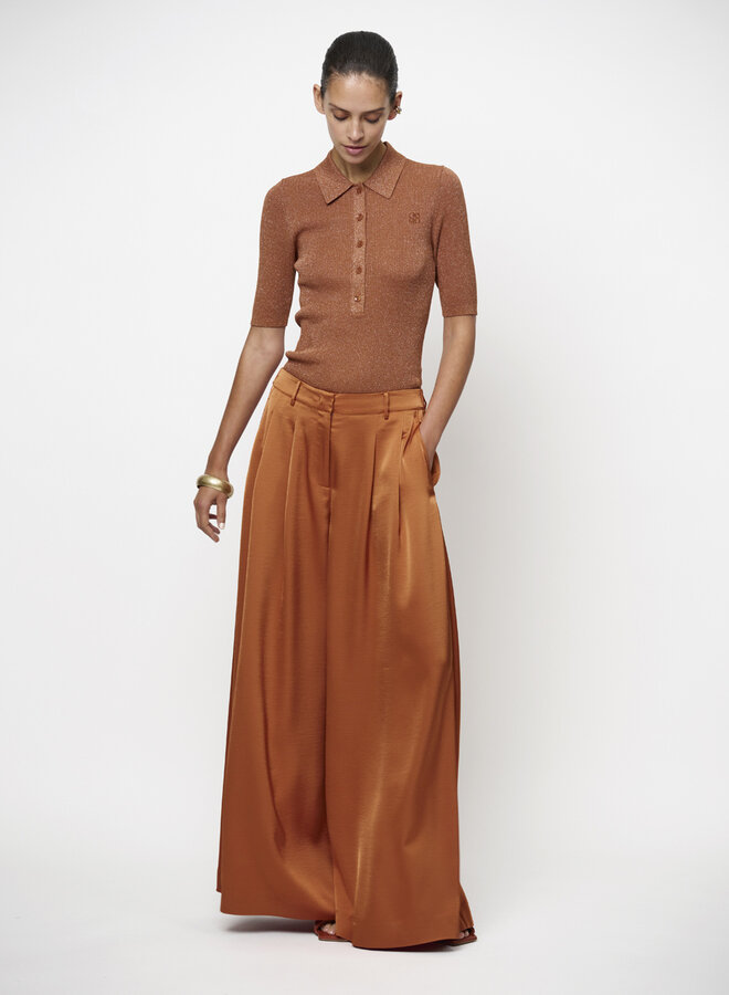 Dante6 S26F onique wide leg satin pants orange