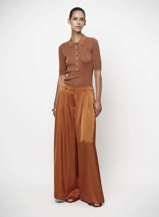Dante6 S26F onique wide leg satin pants orange