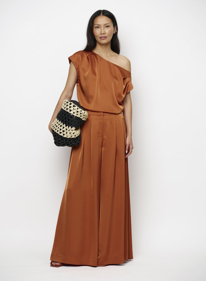 Dante6 roam satin drapey top orange