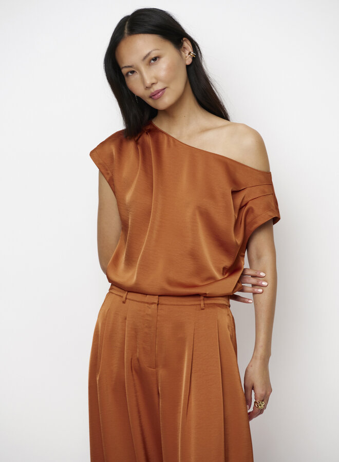 Dante6 roam satin drapey top orange