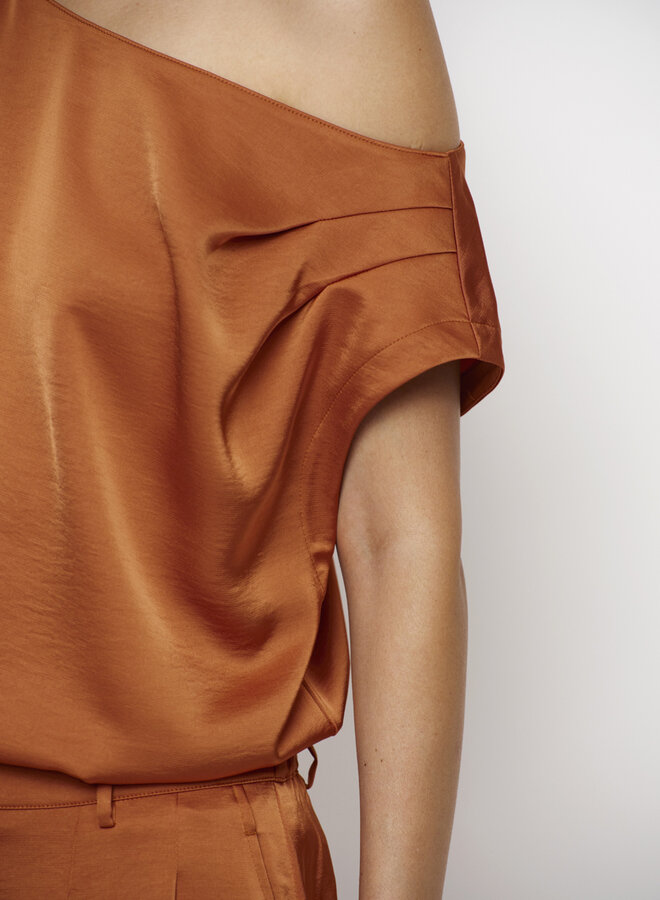 Dante6 roam satin drapey top orange