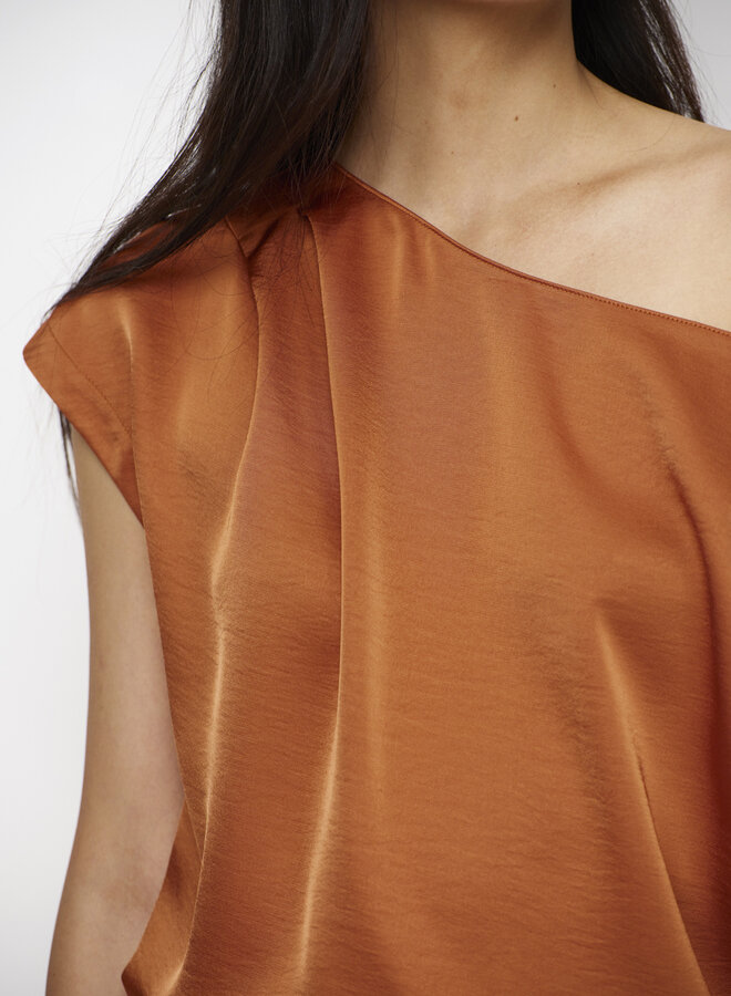 Dante6 roam satin drapey top orange