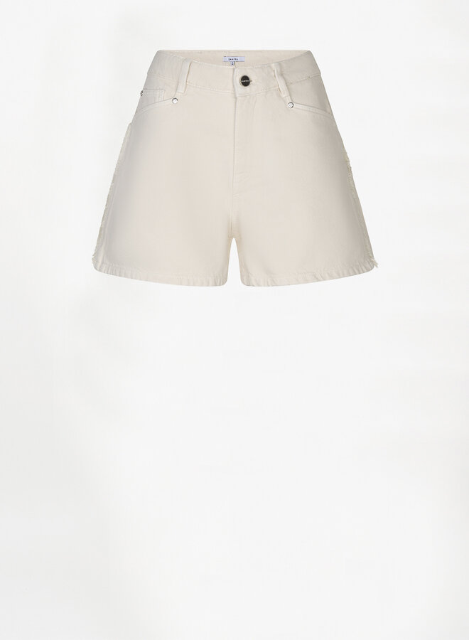 Dante6 menton fringed denim shorts ivory