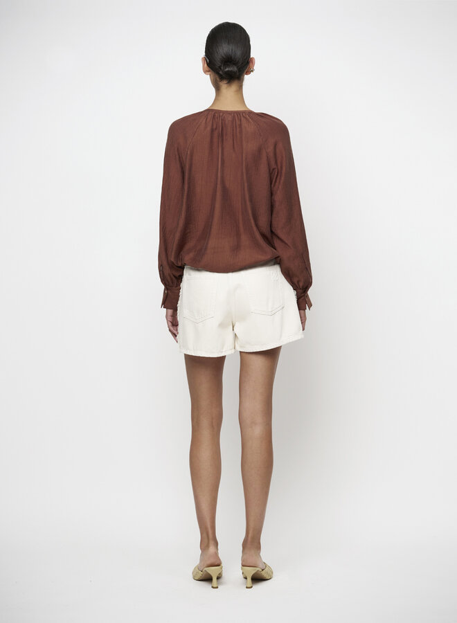 Dante6 S26F menton fringed denim shorts ivory