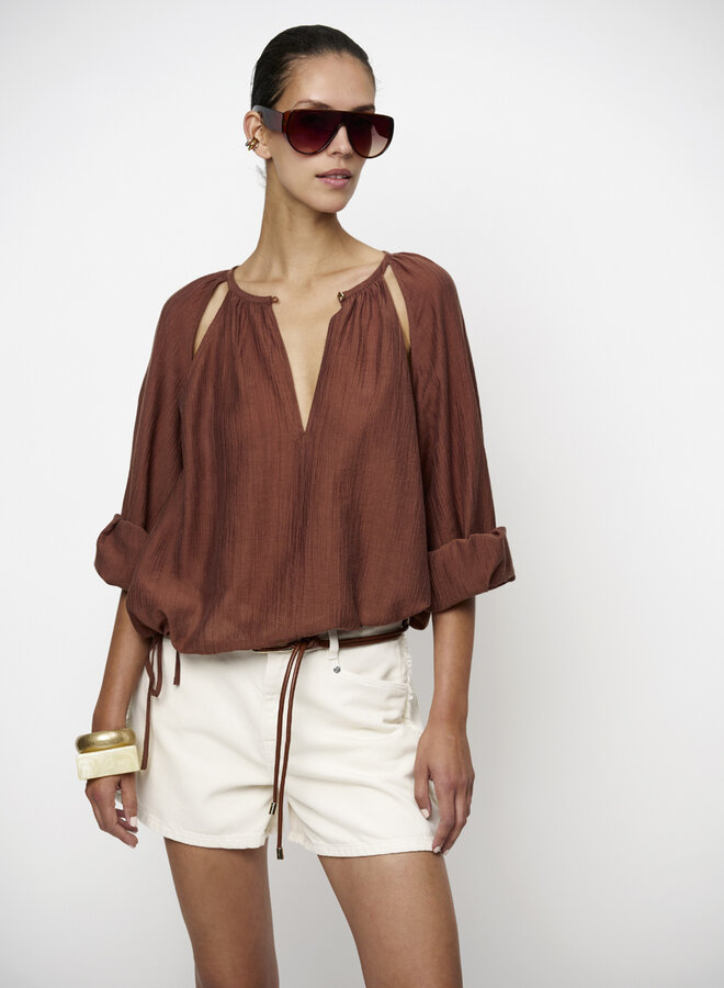 Dante6 S26F menton fringed denim shorts ivory