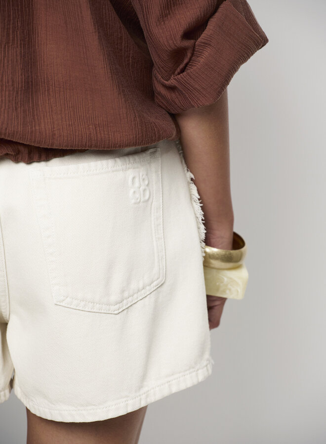 Dante6 S26F menton fringed denim shorts ivory