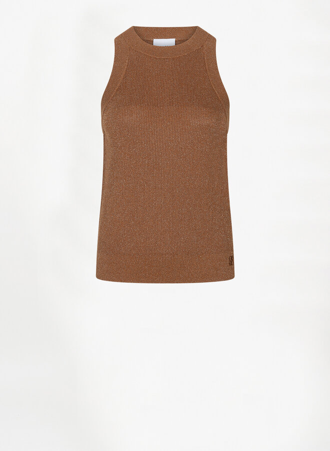 Dante6 S26F noki metallic knitted tanktop amber glow