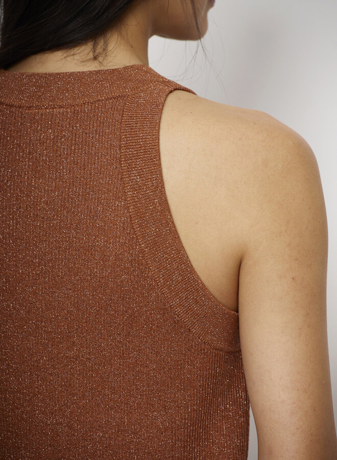 Dante6 S26F noki metallic knitted tanktop amber glow