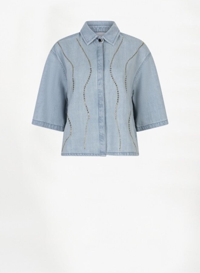 Dante6 S26F zofia embellished denim shirt blue