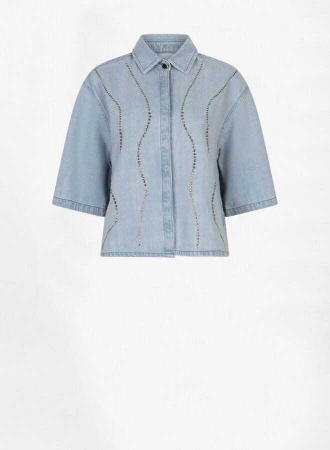 Dante6 zofia embellished denim shirt blue