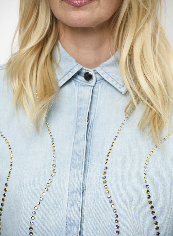 Dante6 zofia embellished denim shirt blue