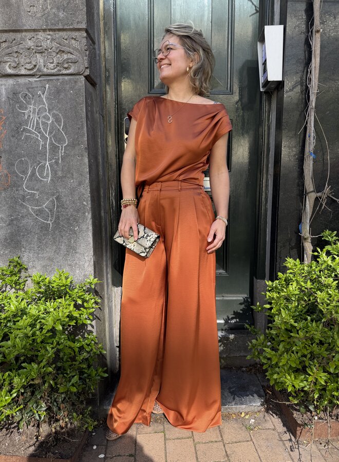Dante6 roam satin drapey top orange