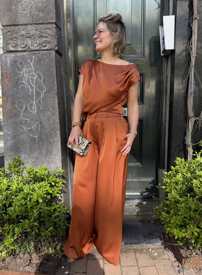 Dante6 S26F onique wide leg satin pants orange