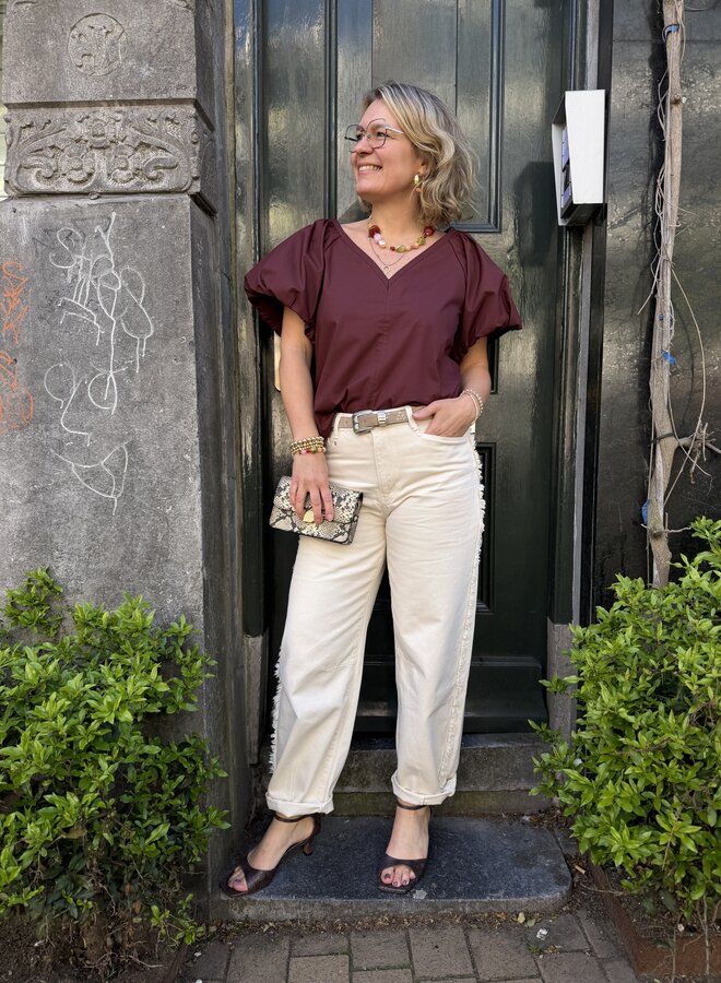 Dante6 brave fringed barrel leg jeans ivory