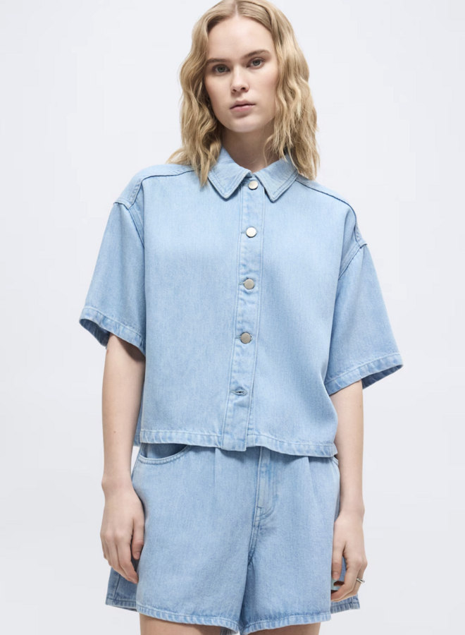 Moss saphina 2/4 shirt light blue