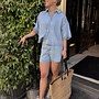 Moss saphina 2/4 shirt light blue