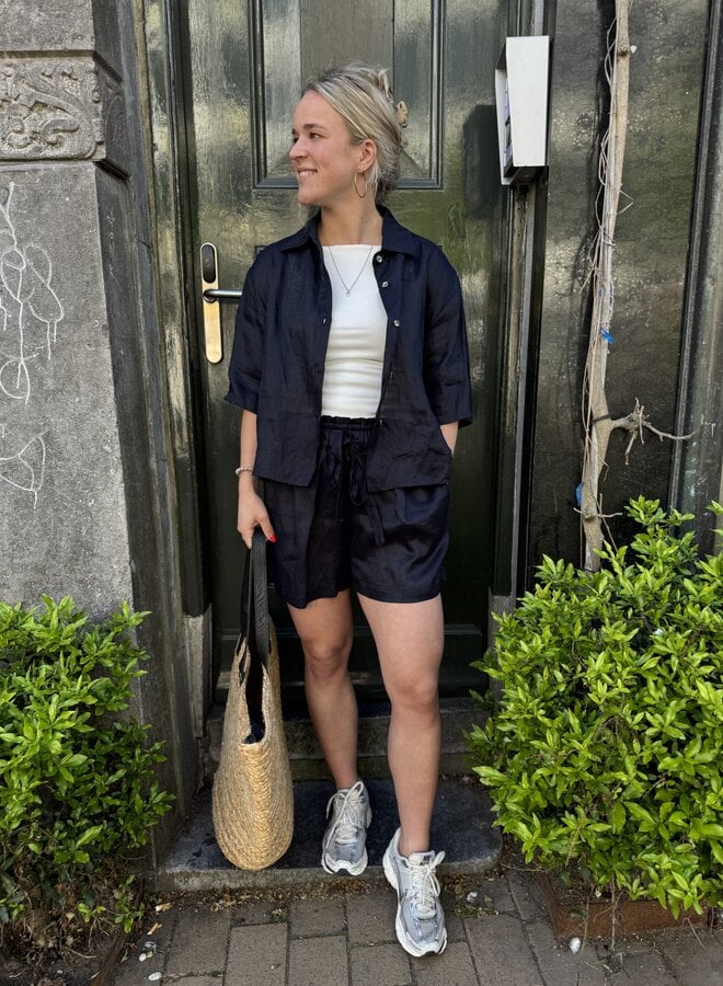 Greek archaic kori blouse navy