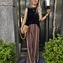 10DAYS wide leg jogger stripes deep brown