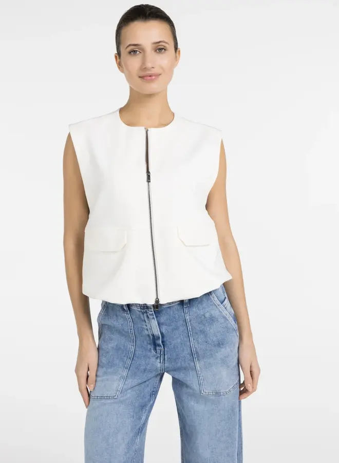 YAYA sleeveless woven jacket white