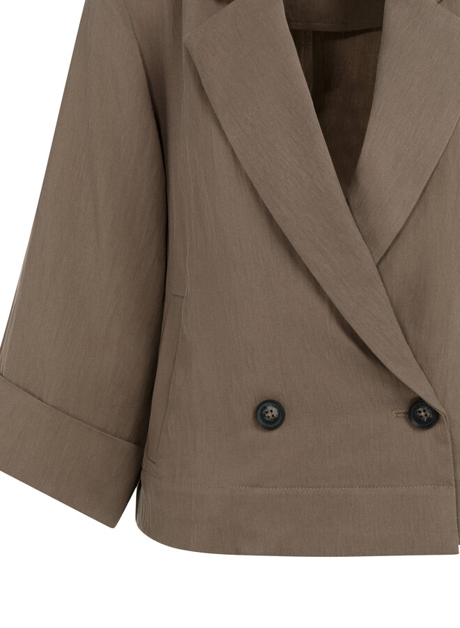 Yaya woven loose fit blazer kimono brown
