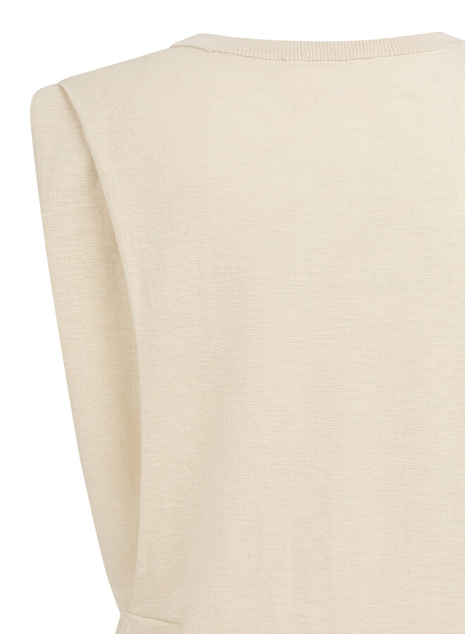 Yaya shoulder detail cardigan with fitted waist creme