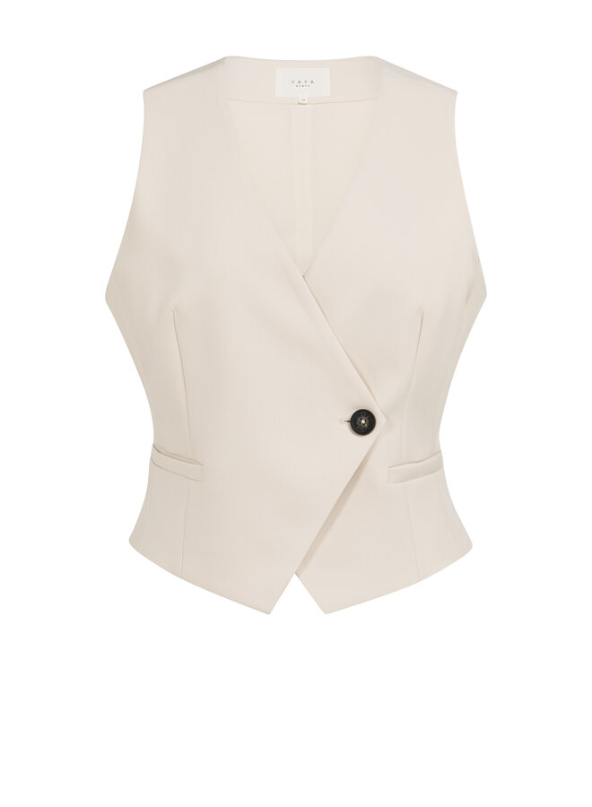Yaya woven gilet asymetrical creme
