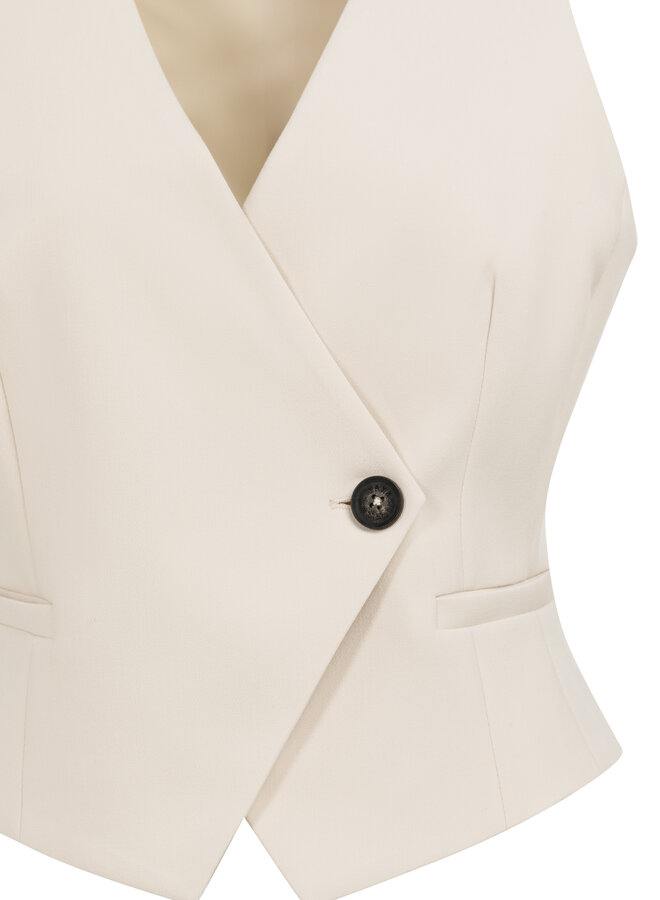 Yaya woven gilet asymetrical creme