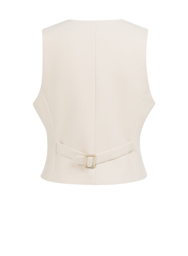 Yaya woven gilet asymetrical creme