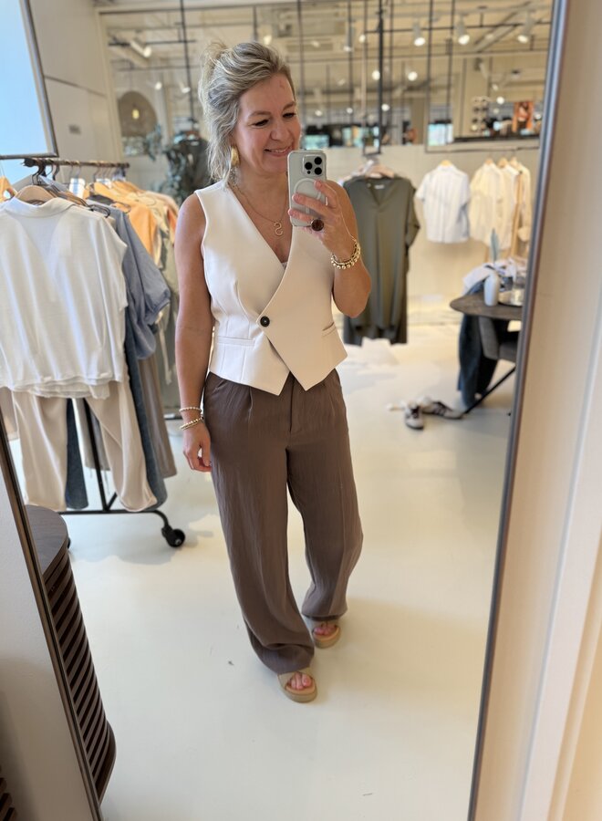Yaya woven gilet asymetrical creme