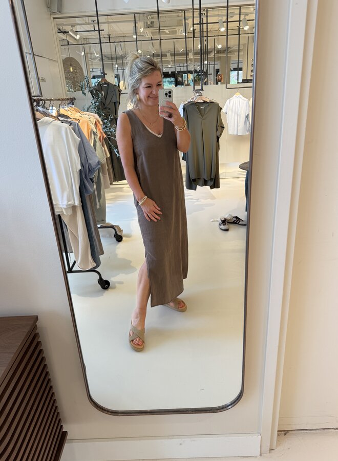Yaya crinkle dress brown