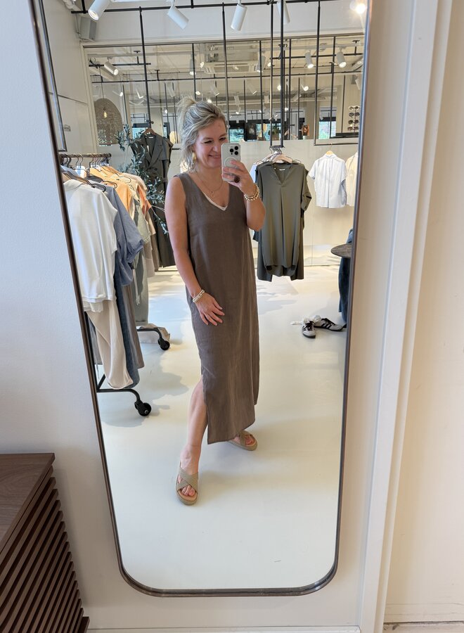 Yaya crinkle dress brown