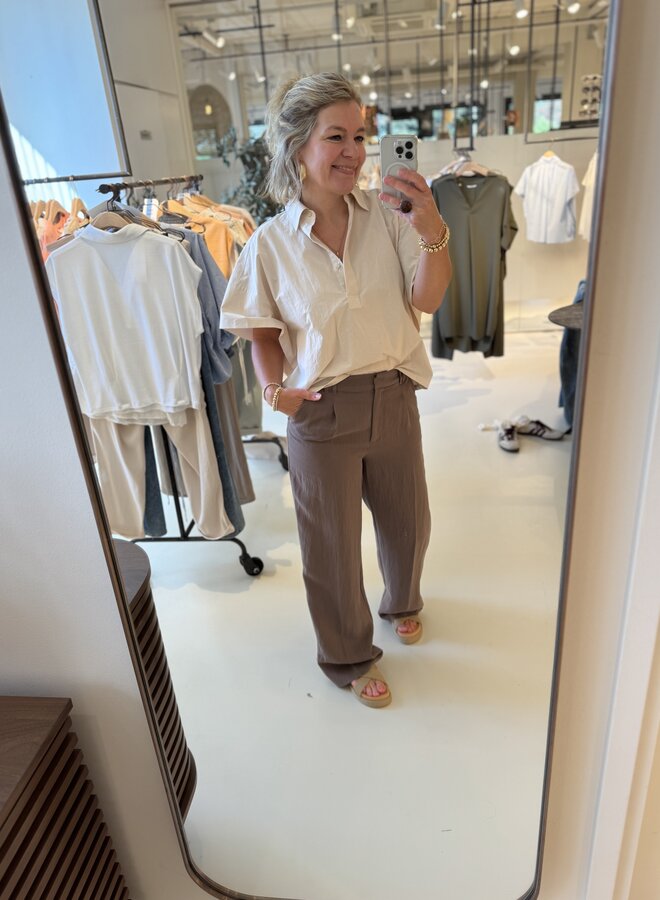 Yaya woven wide leg with pleaths brown (L32)