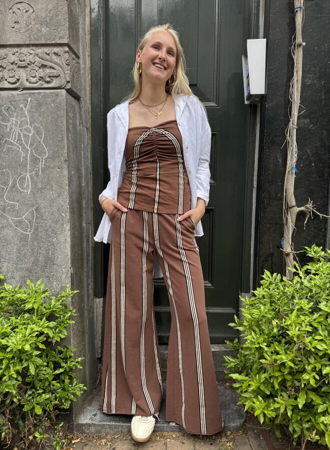 10days strapless top stripes brown