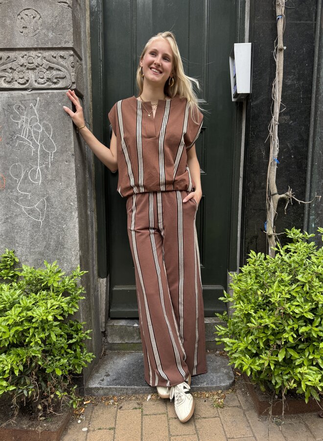 10DAYS balloon top stripes brown