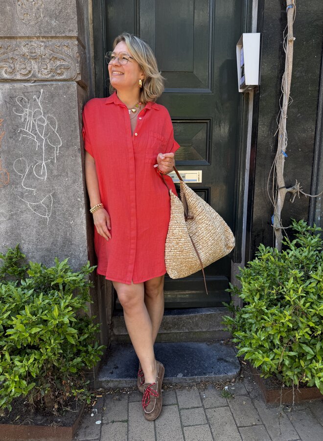 By Bar S26F hella linen dress lipstick