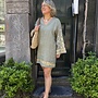 Greek archaic kori dress sage green