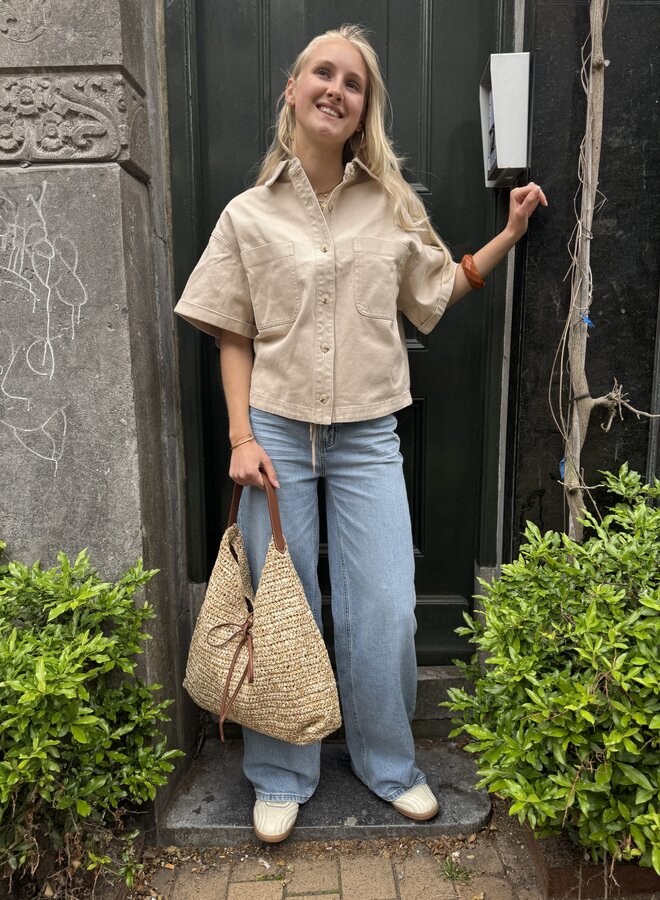 YAYA short sleeve denim jacket beige