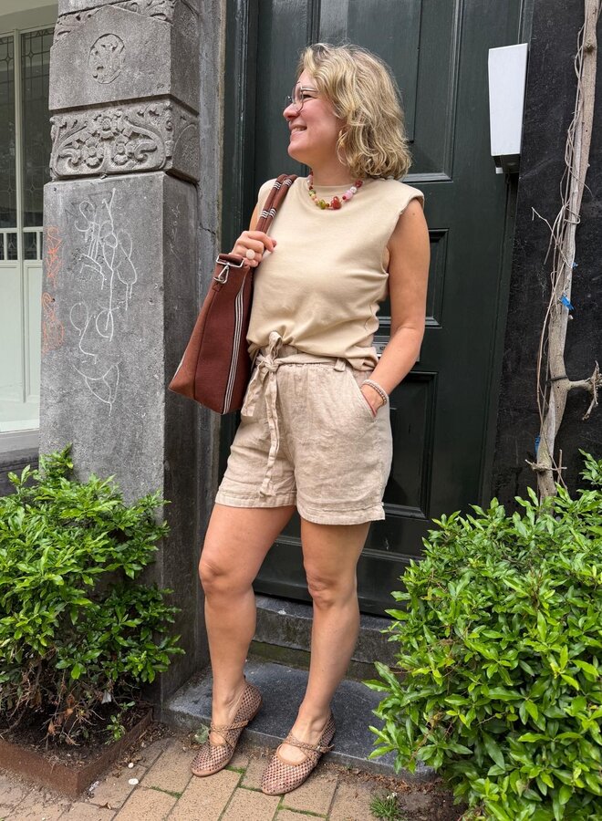 By Bar june linen shorts biscuit