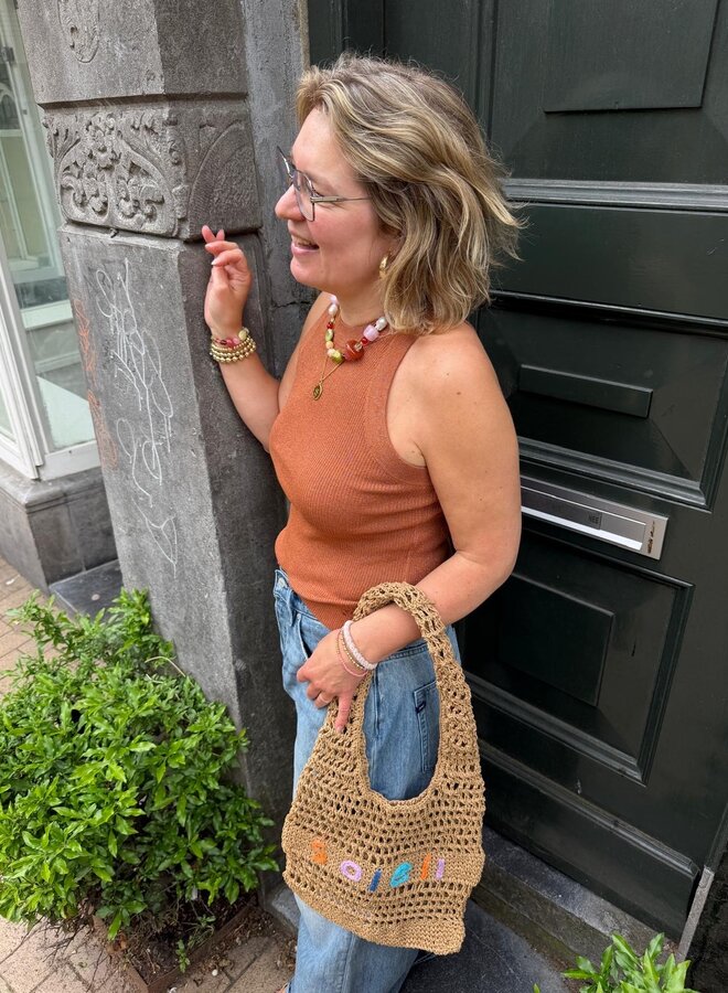 Dante6 noki metallic knitted tanktop amber glow